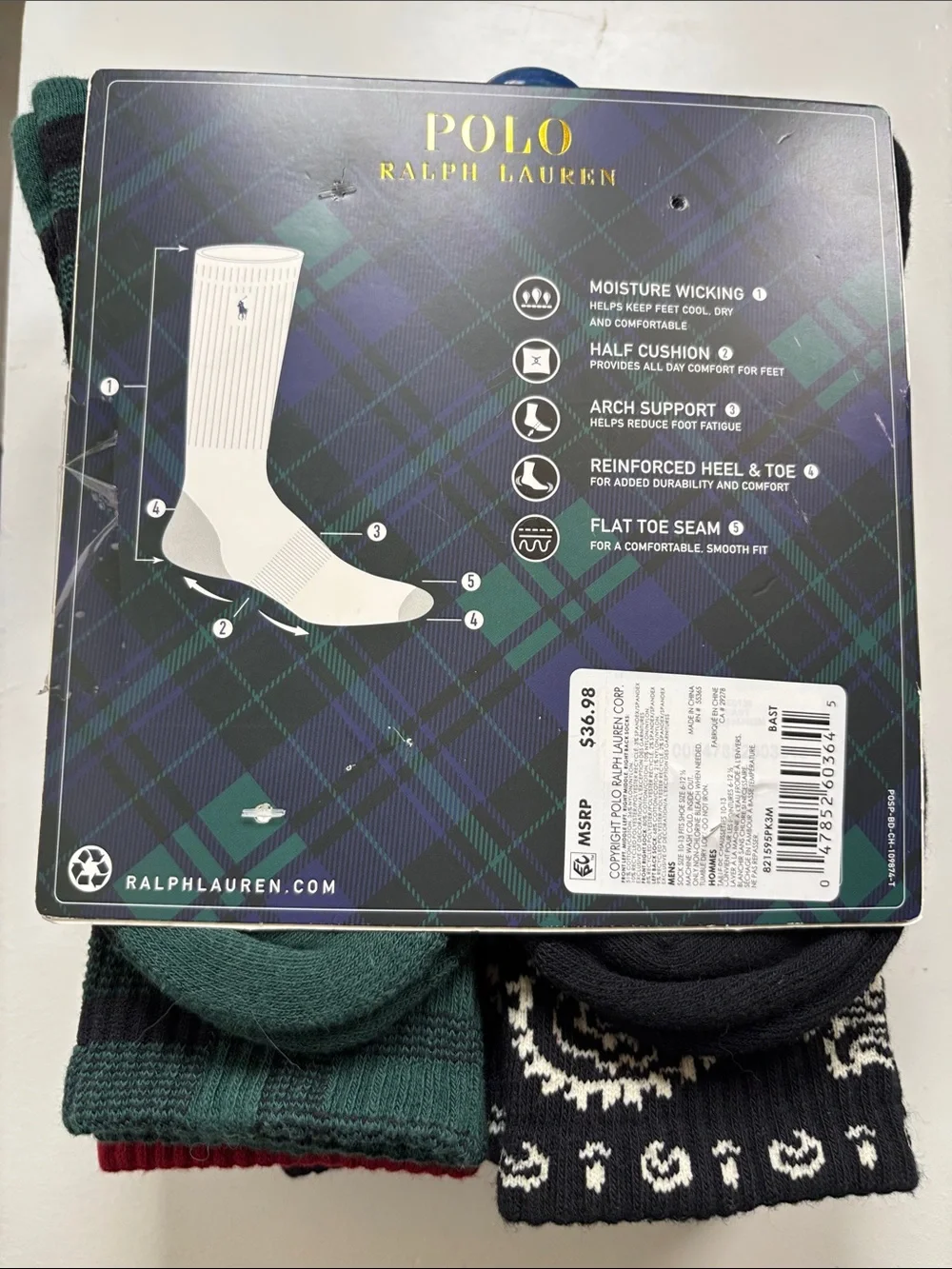 Polo Ralph Lauren Men's Holiday Passage Bear Crew Socks 5 Pair Set Crew NEW